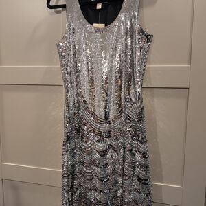 NWT Michael Kors Silver Sequin Sleeveless Dress